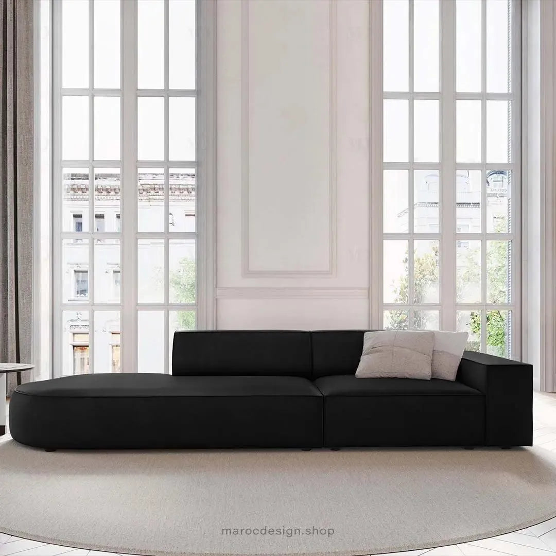 JODIE -3- places_Noir Canapé-modulaire Salon Séjour-canapé, fauteil, Pouf, Meridienne-Maroc Design-Noir-Droite-Maroc Design