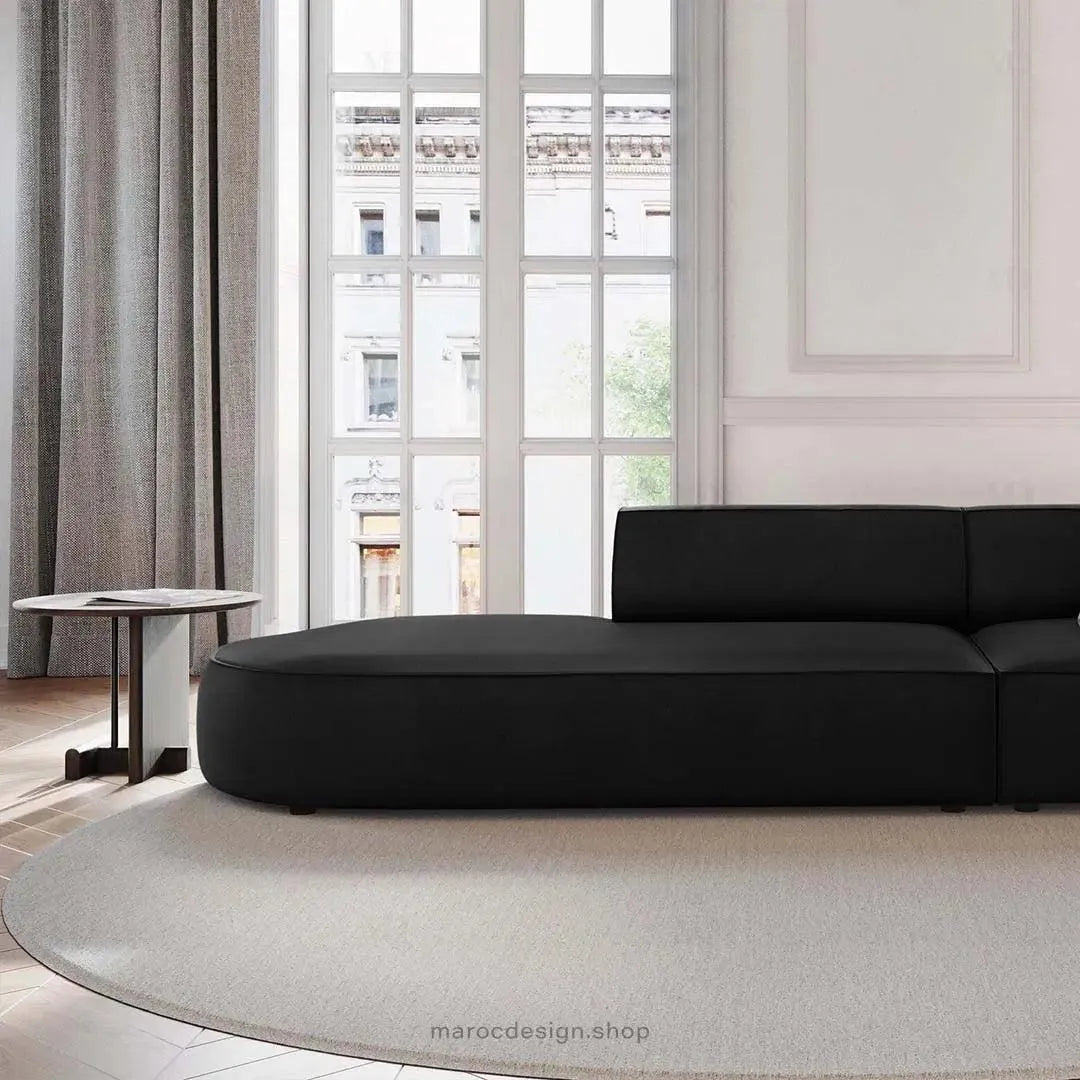 JODIE -3- places_Noir Canapé-modulaire Salon Séjour-canapé, fauteil, Pouf, Meridienne-Maroc Design-Noir-Droite-Maroc Design