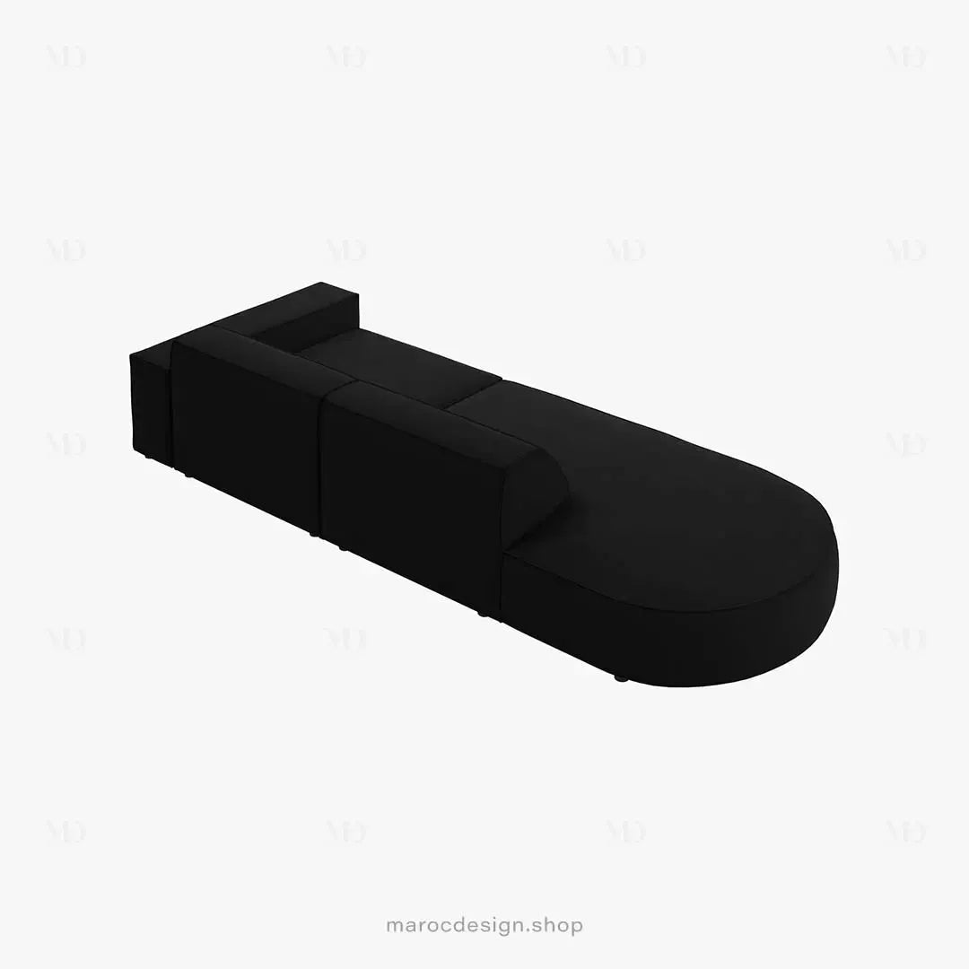 JODIE -3- places_Noir Canapé-modulaire Salon Séjour-canapé, fauteil, Pouf, Meridienne-Maroc Design-Noir-Droite-Maroc Design