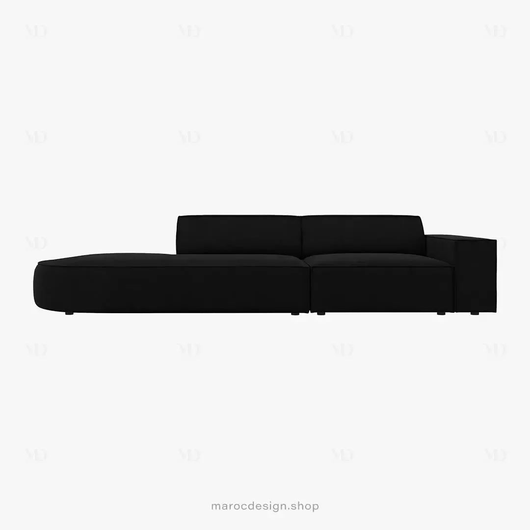 JODIE -3- places_Noir Canapé-modulaire Salon Séjour-canapé, fauteil, Pouf, Meridienne-Maroc Design-Noir-Droite-Maroc Design