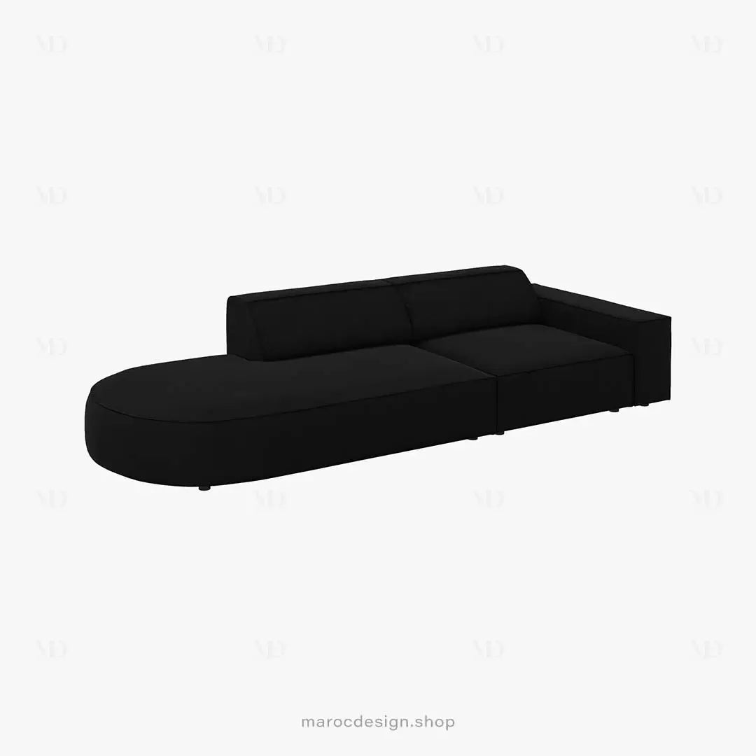 JODIE -3- places_Noir Canapé-modulaire Salon Séjour-canapé, fauteil, Pouf, Meridienne-Maroc Design-Noir-Droite-Maroc Design