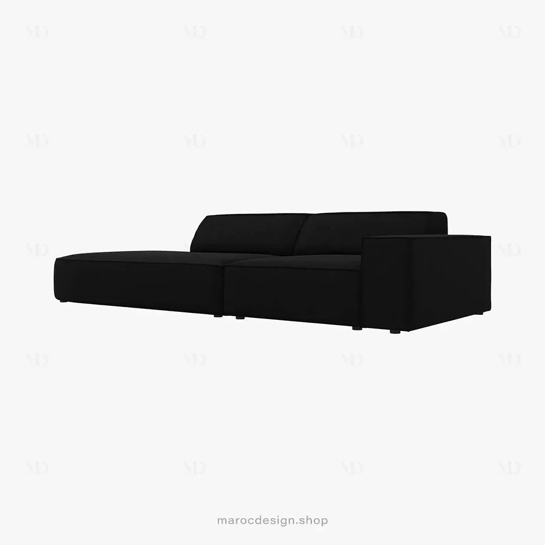 JODIE -3- places_Noir Canapé-modulaire Salon Séjour-canapé, fauteil, Pouf, Meridienne-Maroc Design-Noir-Droite-Maroc Design