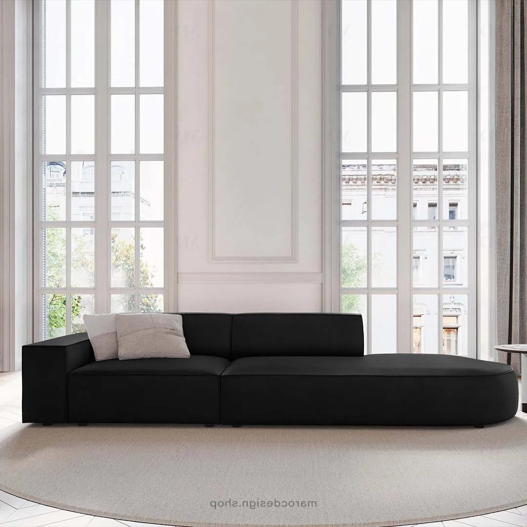 JODIE -3- places_Noir Canapé-modulaire Salon Séjour-canapé, fauteil, Pouf, Meridienne-Maroc Design-Noir-Gauche-Maroc Design