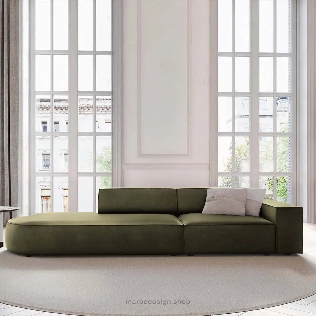 JODIE -3- places_Vert Canapé-modulaire Salon Séjour-canapé, fauteil, Pouf, Meridienne-Maroc Design-Noir-Droite-Maroc Design