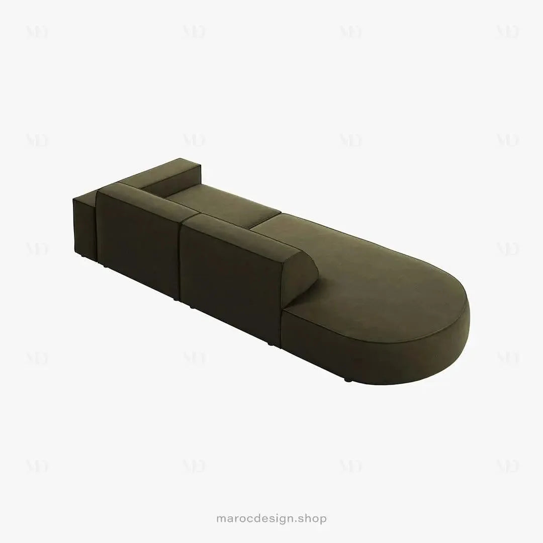 JODIE -3- places_Vert Canapé-modulaire Salon Séjour-canapé, fauteil, Pouf, Meridienne-Maroc Design-Noir-Droite-Maroc Design
