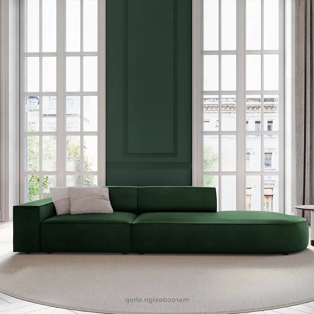 JODIE -3- places_Vert Emeraude Canapé-modulaire Salon Séjour-canapé, fauteil, Pouf, Meridienne-Maroc Design-Vert Emeraude-Gauche-Maroc Design