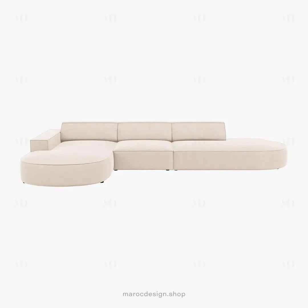 JODIE -4- places _ Beige Clair Canapé-modulaire, Salon Séjour-canapé, fauteil, Pouf, Meridienne-Maroc Design-Beige Claire-Droite-Maroc Design