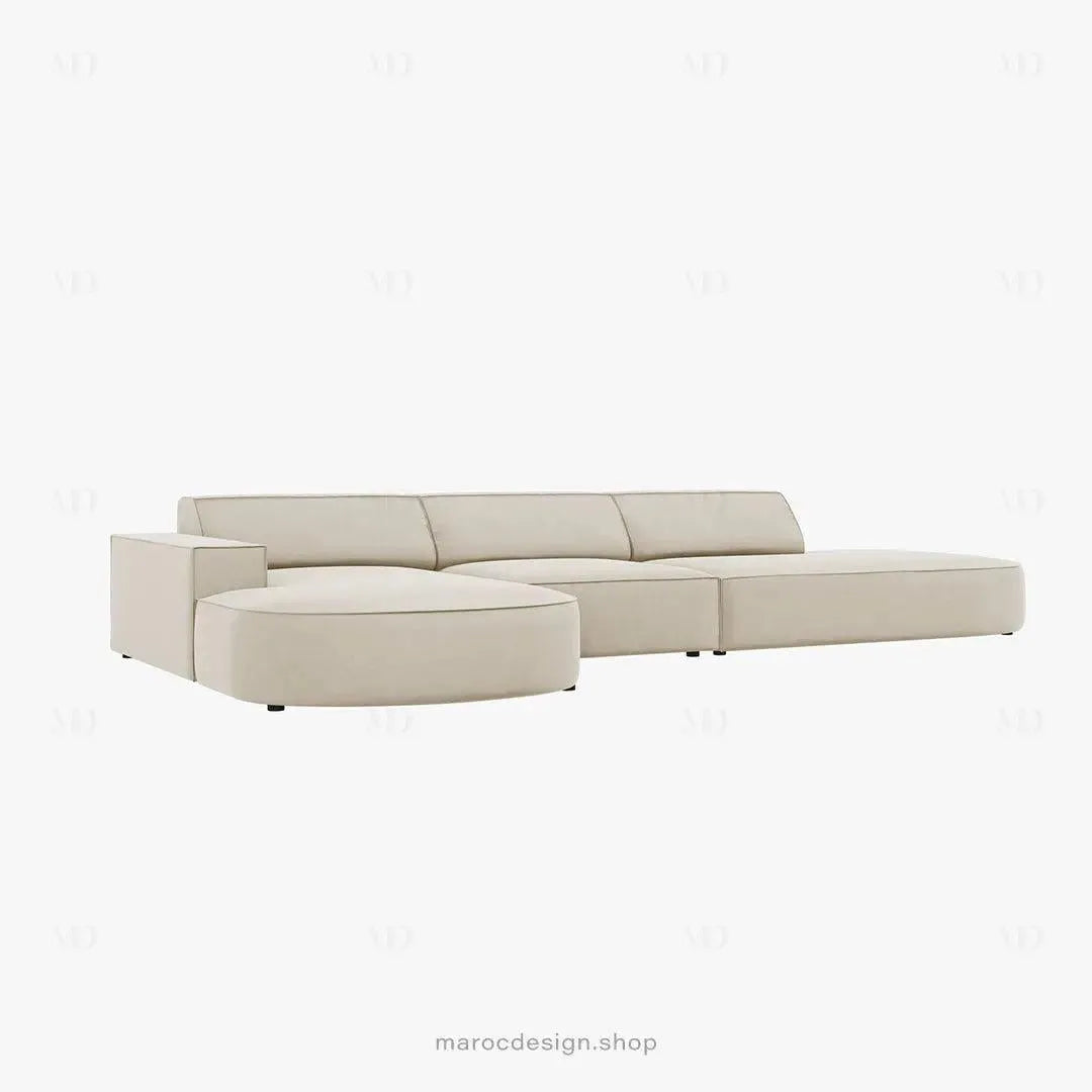 JODIE -4- places _ Beige Foncé Canapé-modulaire, Salon Séjour-canapé, fauteil, Pouf, Meridienne-Maroc Design-Beige Foncé-Droite-Maroc Design