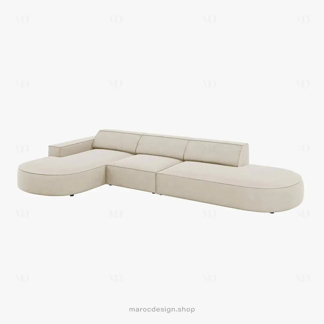 JODIE -4- places _ Beige Foncé Canapé-modulaire, Salon Séjour-canapé, fauteil, Pouf, Meridienne-Maroc Design-Beige Foncé-Droite-Maroc Design