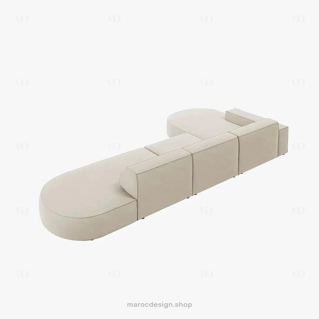 JODIE -4- places _ Beige Foncé Canapé-modulaire, Salon Séjour-canapé, fauteil, Pouf, Meridienne-Maroc Design-Beige Foncé-Droite-Maroc Design