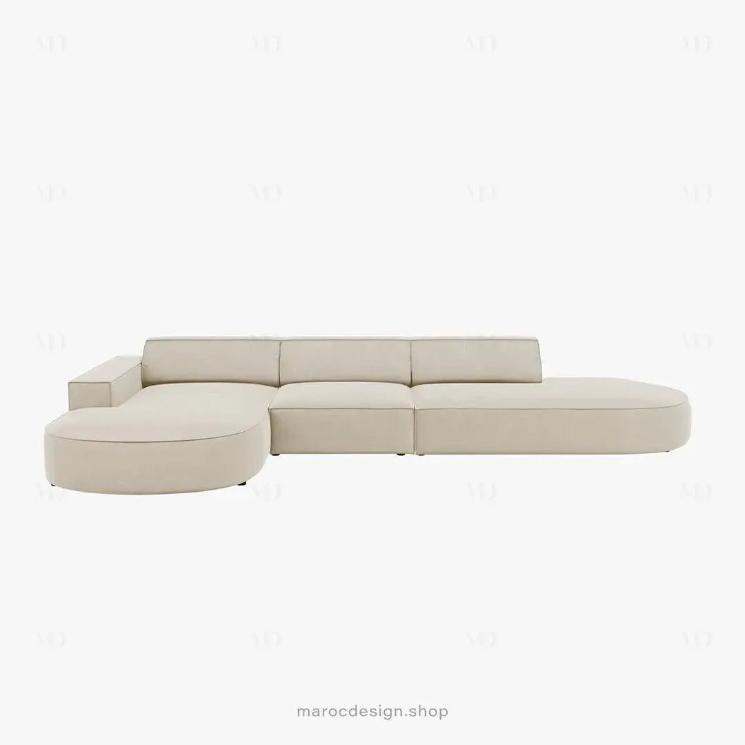 JODIE -4- places _ Beige Foncé Canapé-modulaire, Salon Séjour-canapé, fauteil, Pouf, Meridienne-Maroc Design-Beige Foncé-Droite-Maroc Design