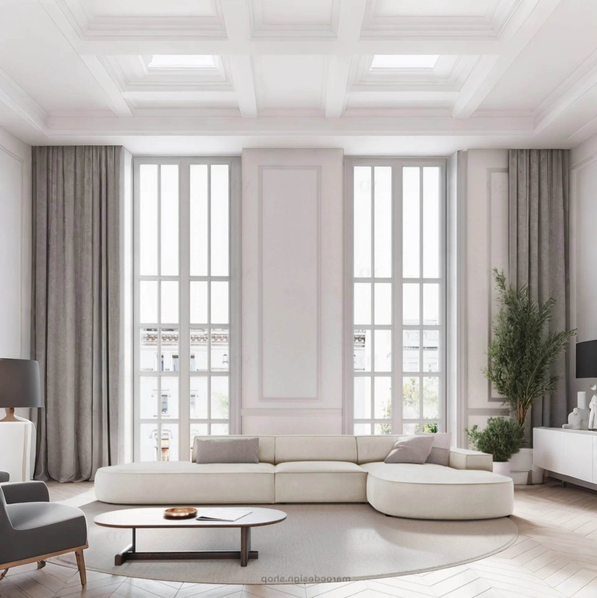 JODIE -4- places _ Beige Foncé Canapé-modulaire, Salon Séjour-canapé, fauteil, Pouf, Meridienne-Maroc Design-Beige Foncé-Droite-Maroc Design