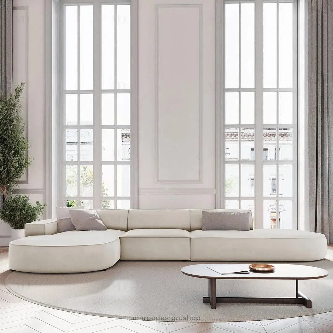 JODIE -4- places _ Beige Foncé Canapé-modulaire, Salon Séjour-canapé, fauteil, Pouf, Meridienne-Maroc Design-Beige Foncé-Gauche-Maroc Design