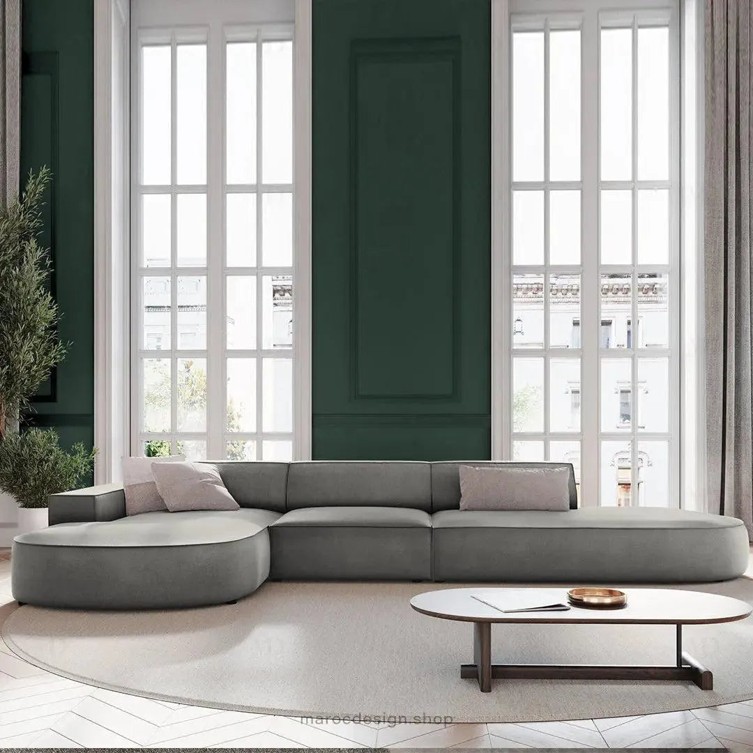 JODIE -4- places _ Gris Clair Canapé-modulaire, Salon Séjour-canapé, fauteil, Pouf, Meridienne-Maroc Design-Gris-Gauche-Maroc Design