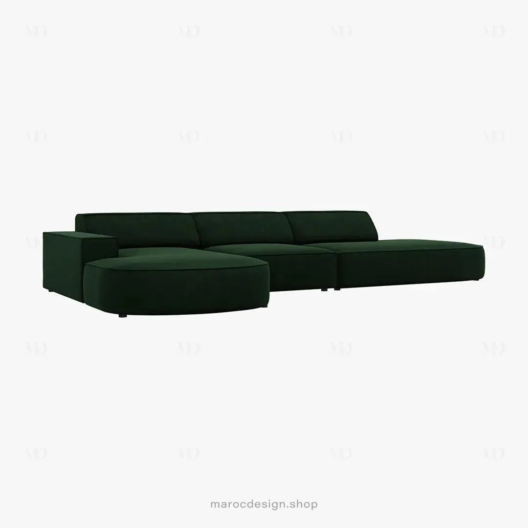 JODIE -4- places _ Vert bouteille Canapé-modulaire, Salon Séjour-canapé, fauteil, Pouf, Meridienne-Maroc Design-Vert Bouteille-Droite-Maroc Design