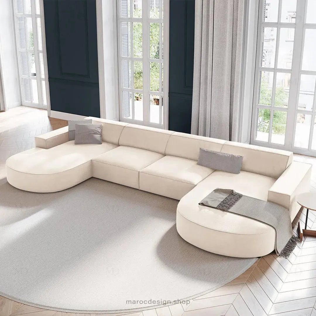 JODIE -6- places (U) _ Beige Canapé - modulaire, Salon Séjour-canapé, fauteil, Pouf, Meridienne-Maroc Design-Beige-Maroc Design