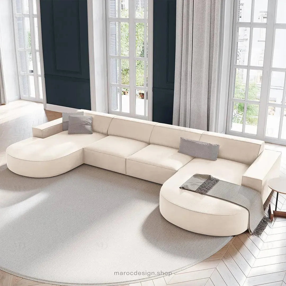JODIE -6- places (U) _ Beige Claire Canapé - modulaire, Salon Séjour-canapé, fauteil, Pouf, Meridienne-Maroc Design-Beige Claire-Maroc Design