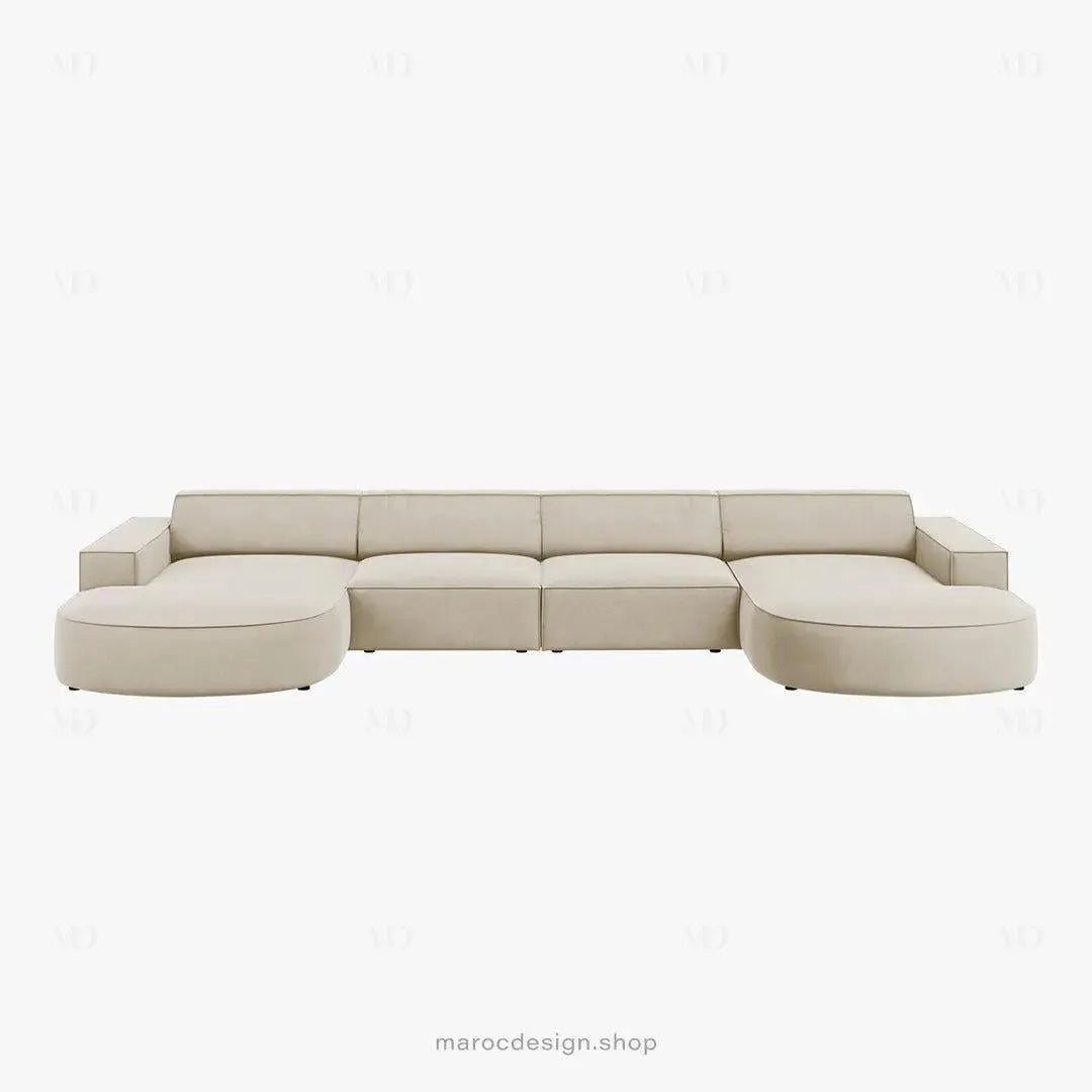 JODIE -6- places (U) _ Beige Claire Canapé - modulaire, Salon Séjour-canapé, fauteil, Pouf, Meridienne-Maroc Design-Beige Claire-Maroc Design