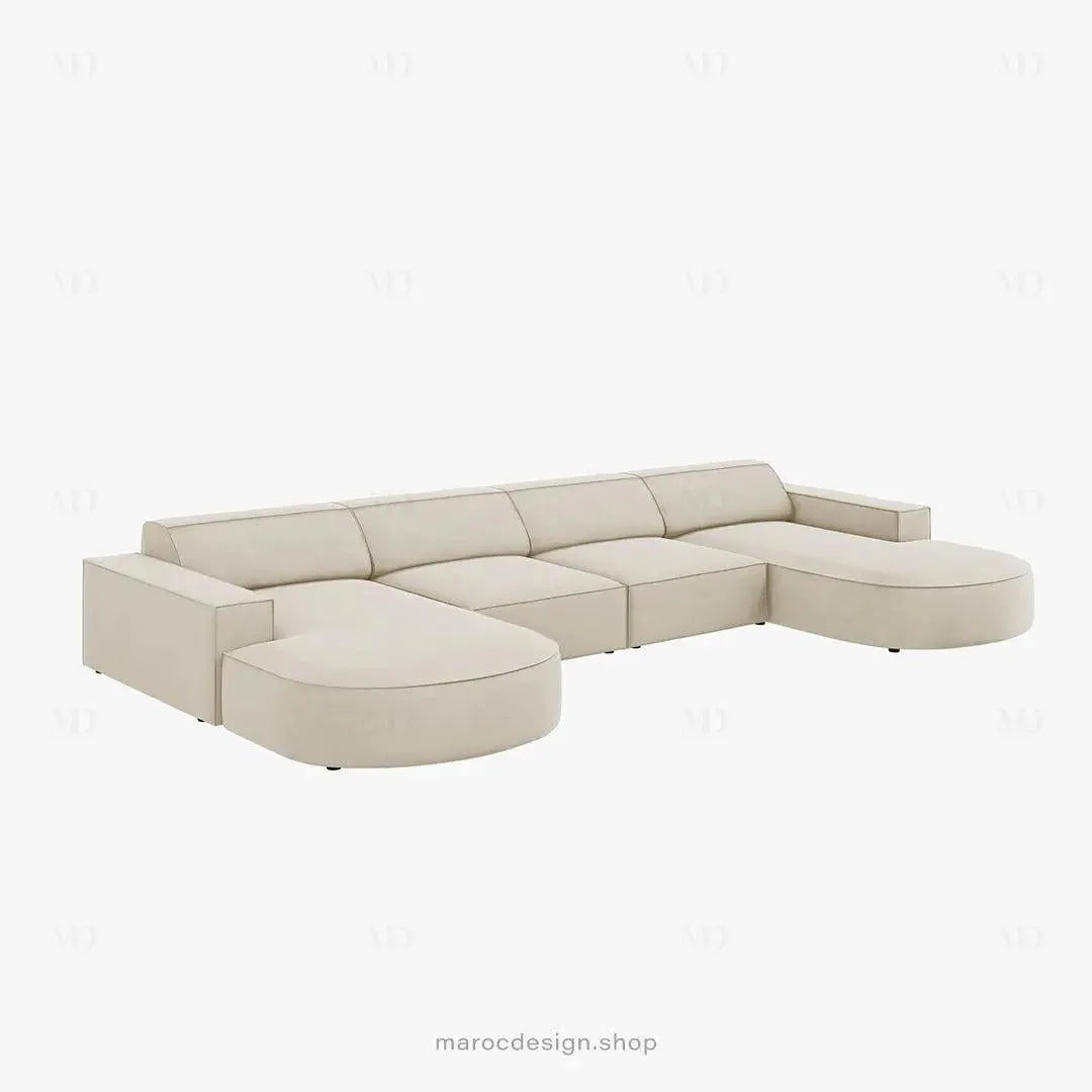 JODIE -6- places (U) _ Beige Claire Canapé - modulaire, Salon Séjour-canapé, fauteil, Pouf, Meridienne-Maroc Design-Beige Claire-Maroc Design