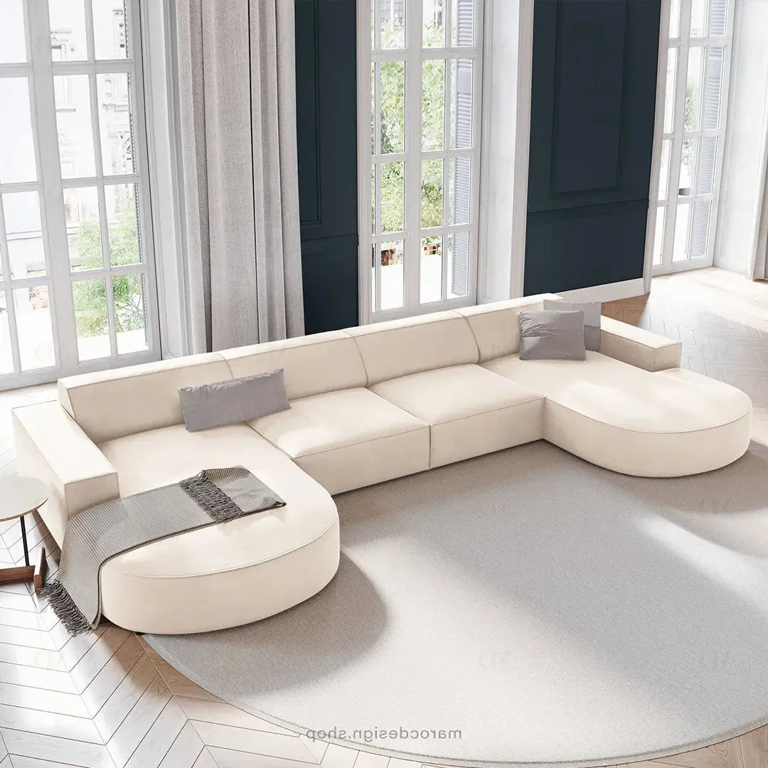 JODIE -6- places (U) _ Beige Claire Canapé - modulaire, Salon Séjour-canapé, fauteil, Pouf, Meridienne-Maroc Design-Beige Claire-Maroc Design