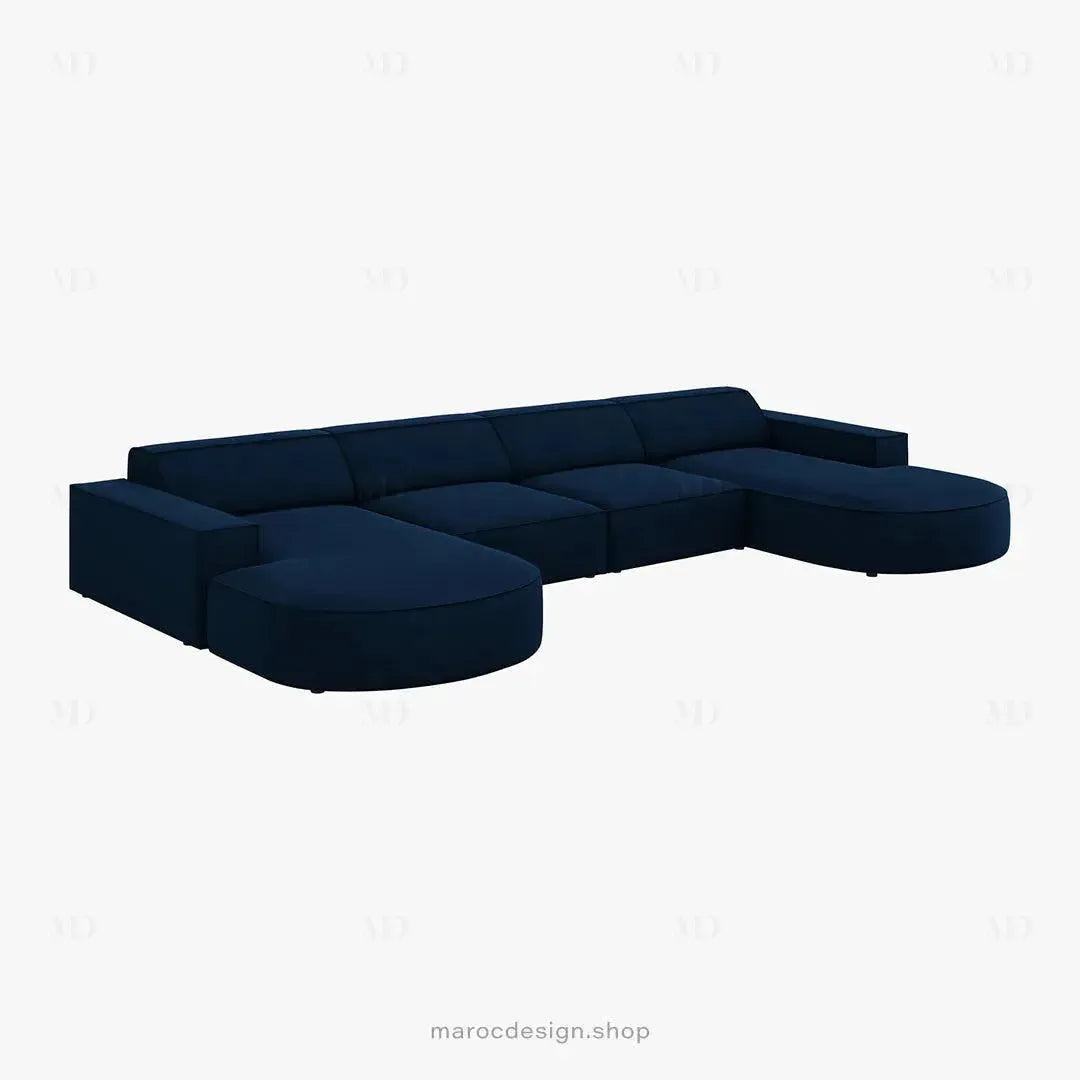 JODIE -6- places (U) _ Bleu Royal Canapé - modulaire, Salon Séjour-canapé, fauteil, Pouf, Meridienne-Maroc Design-Bleu Royal-Maroc Design
