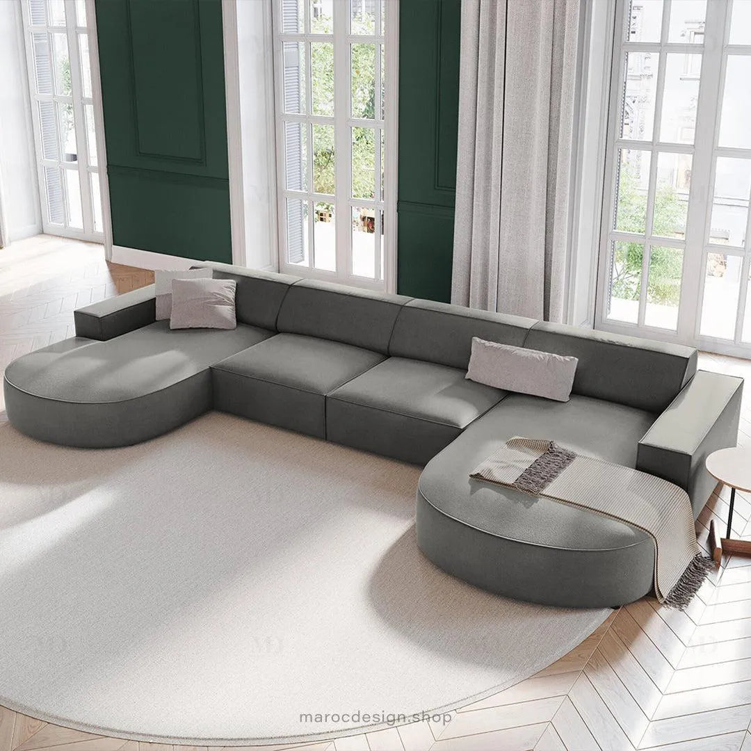 JODIE -6- places (U) _ Grège Canapé - modulaire, Salon Séjour-canapé, fauteil, Pouf, Meridienne-Maroc Design-Gris-Maroc Design