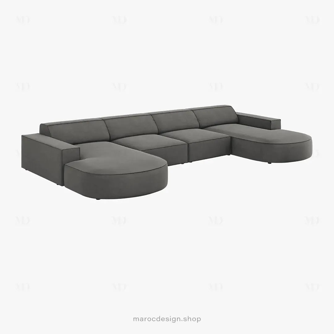 JODIE -6- places (U) _ Grège Canapé - modulaire, Salon Séjour-canapé, fauteil, Pouf, Meridienne-Maroc Design-Gris-Maroc Design