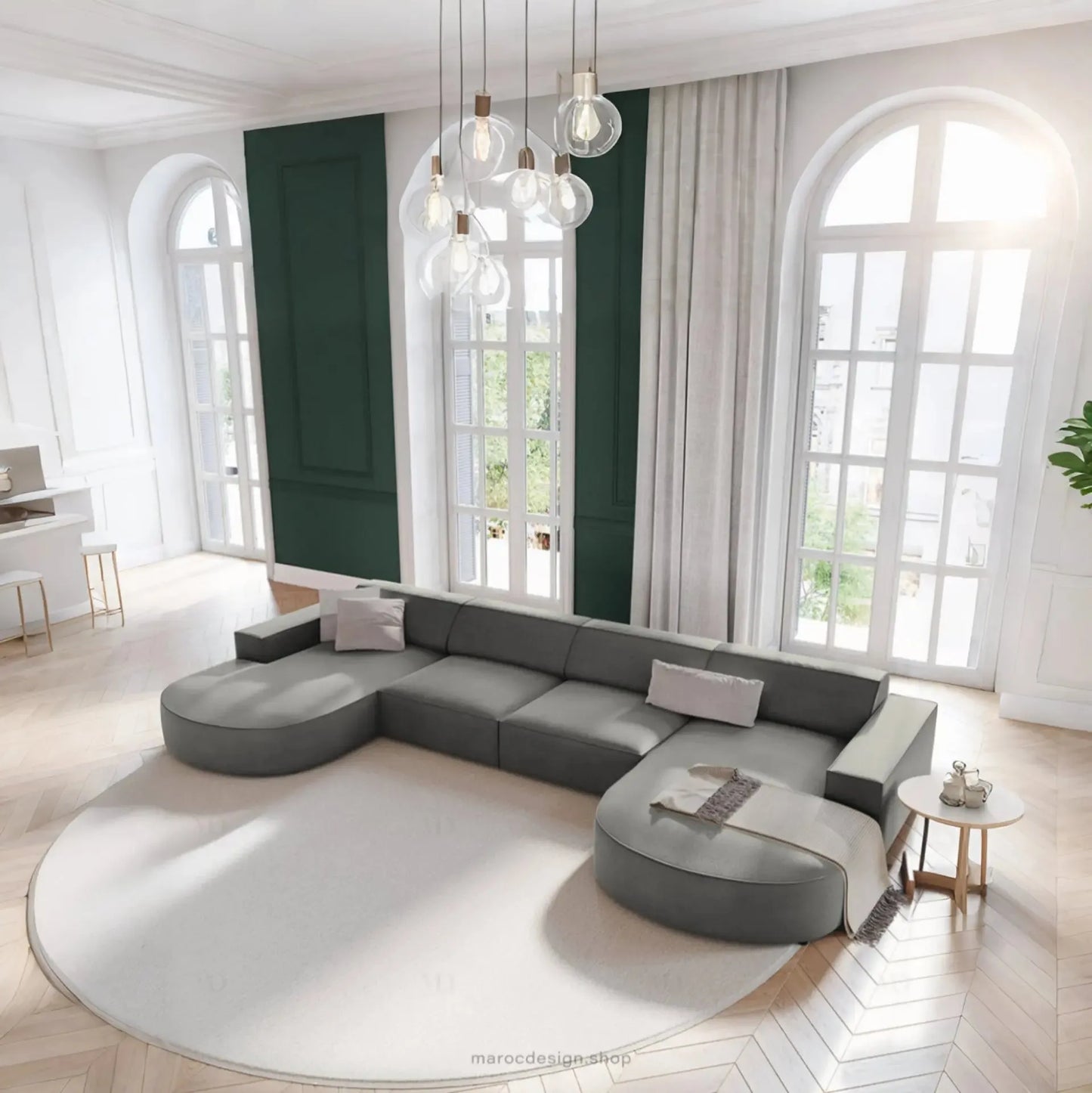 JODIE -6- places (U) _ Grège Canapé - modulaire, Salon Séjour-canapé, fauteil, Pouf, Meridienne-Maroc Design-Gris-Maroc Design