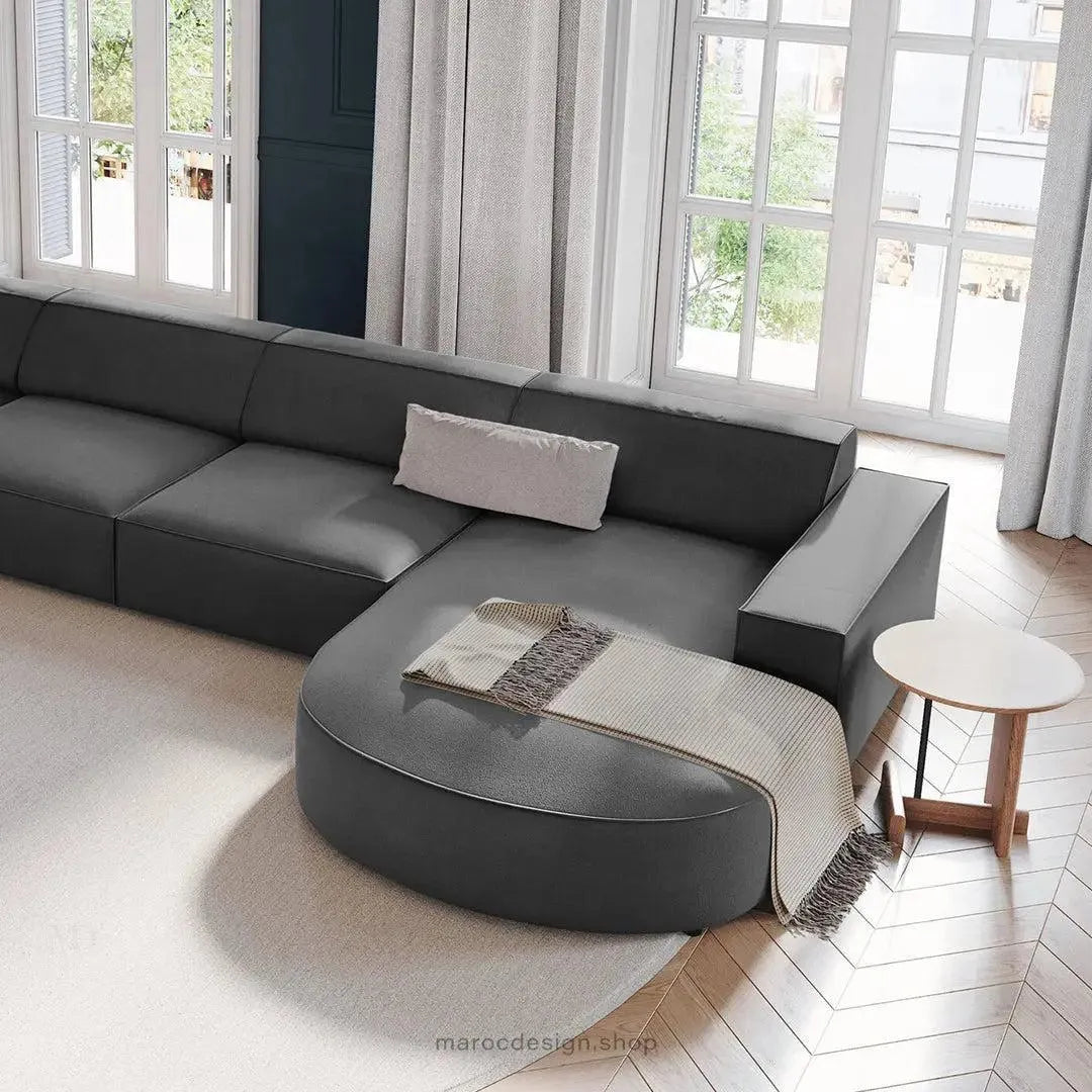 JODIE -6- places (U) _ Gris Canapé - modulaire, Salon Séjour-canapé, fauteil, Pouf, Meridienne-Maroc Design-Gris-Maroc Design