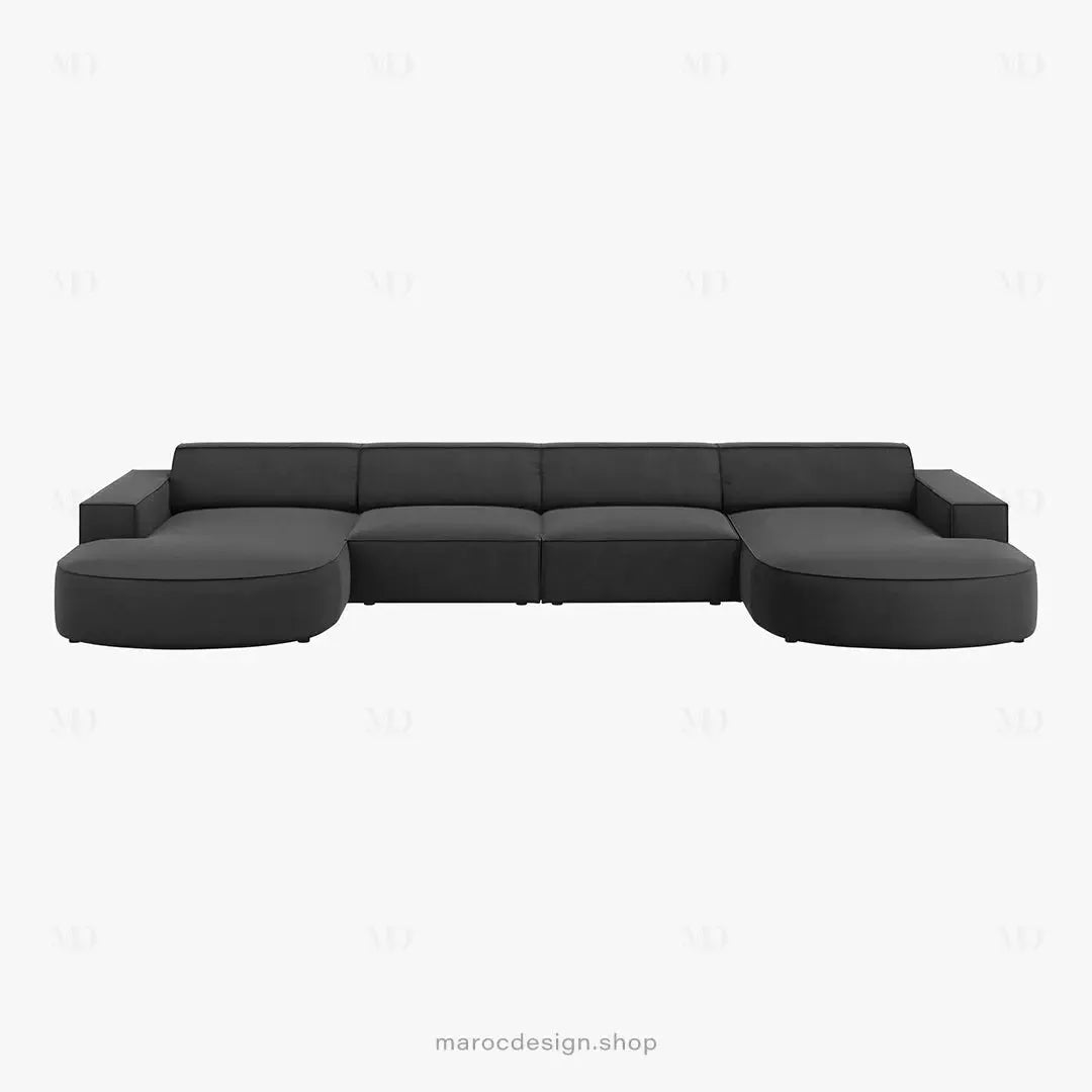 JODIE -6- places (U) _ Gris Canapé - modulaire, Salon Séjour-canapé, fauteil, Pouf, Meridienne-Maroc Design-Gris-Maroc Design