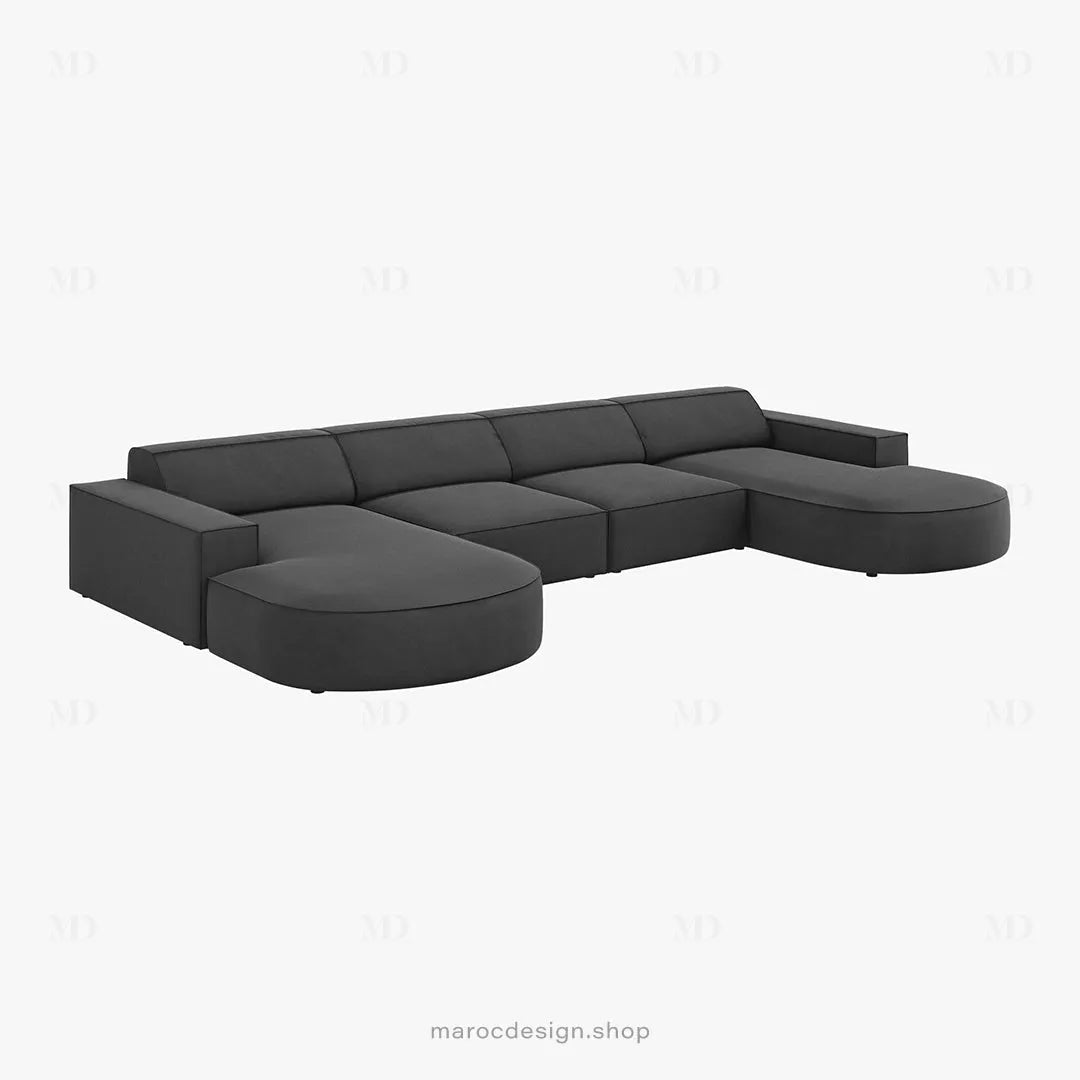 JODIE -6- places (U) _ Gris Canapé - modulaire, Salon Séjour-canapé, fauteil, Pouf, Meridienne-Maroc Design-Gris-Maroc Design