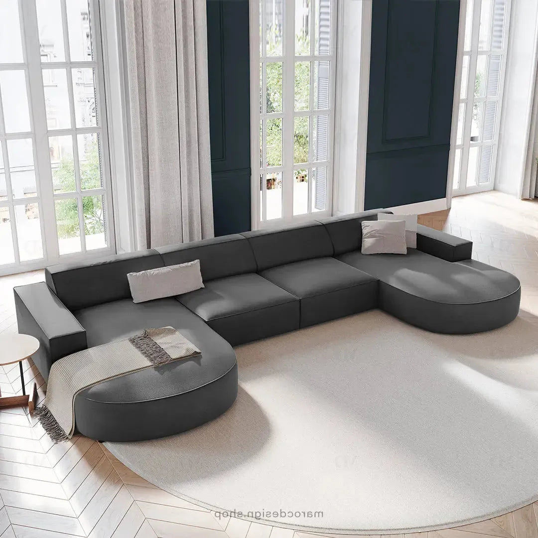 JODIE -6- places (U) _ Gris Canapé - modulaire, Salon Séjour-canapé, fauteil, Pouf, Meridienne-Maroc Design-Gris-Maroc Design