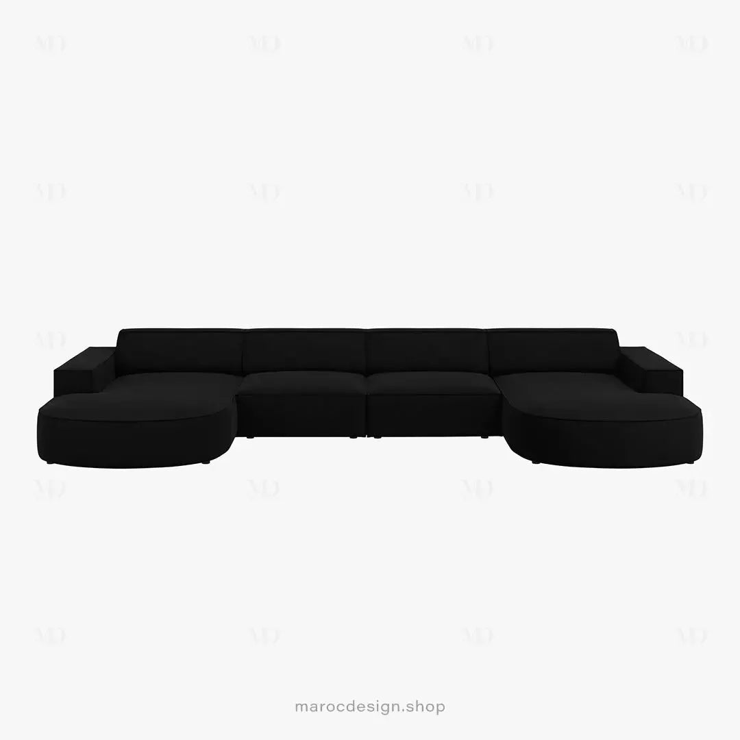 JODIE -6- places (U) _ Noir Canapé - modulaire, Salon Séjour-canapé, fauteil, Pouf, Meridienne-Maroc Design-Gris-Maroc Design