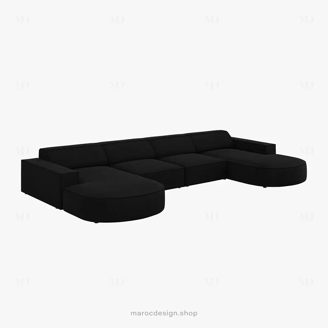 JODIE -6- places (U) _ Noir Canapé - modulaire, Salon Séjour-canapé, fauteil, Pouf, Meridienne-Maroc Design-Gris-Maroc Design