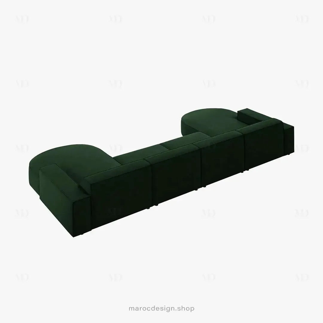 JODIE -6- places (U) _ Vert Bouteille Canapé - modulaire, Salon Séjour-canapé, fauteil, Pouf, Meridienne-Maroc Design-Vert Bouteille-Maroc Design