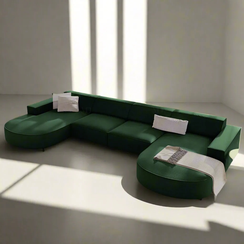 JODIE -6- places (U) _ Vert Bouteille Canapé - modulaire, Salon Séjour-canapé, fauteil, Pouf, Meridienne-Maroc Design-Vert Bouteille-Maroc Design