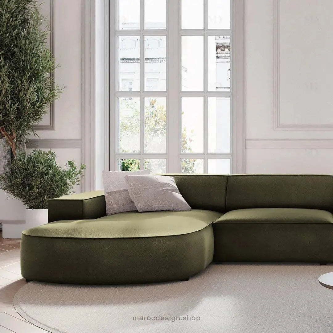 JODIE Canapé 4 places Vert-canapé, fauteil, Pouf, Meridienne-Maroc Design-Vert-Droite-Maroc Design
