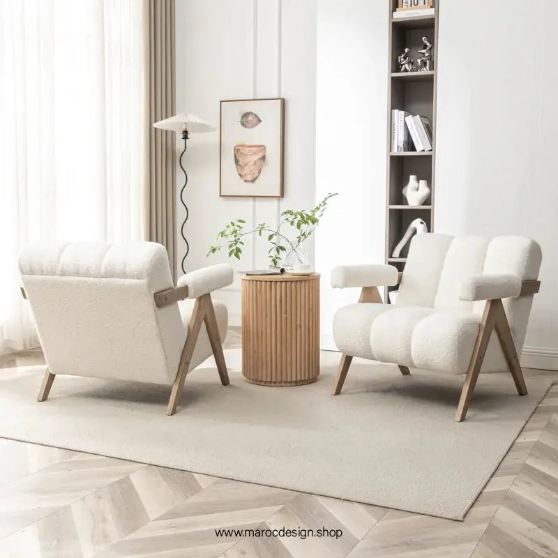 KIEVE, Chaise et Fauteuil Moderne en Blanc-Canapé, Fauteil, Chaise, Pouf, Meridienne, Modilable,-Maroc Design-Velours-Maroc Design