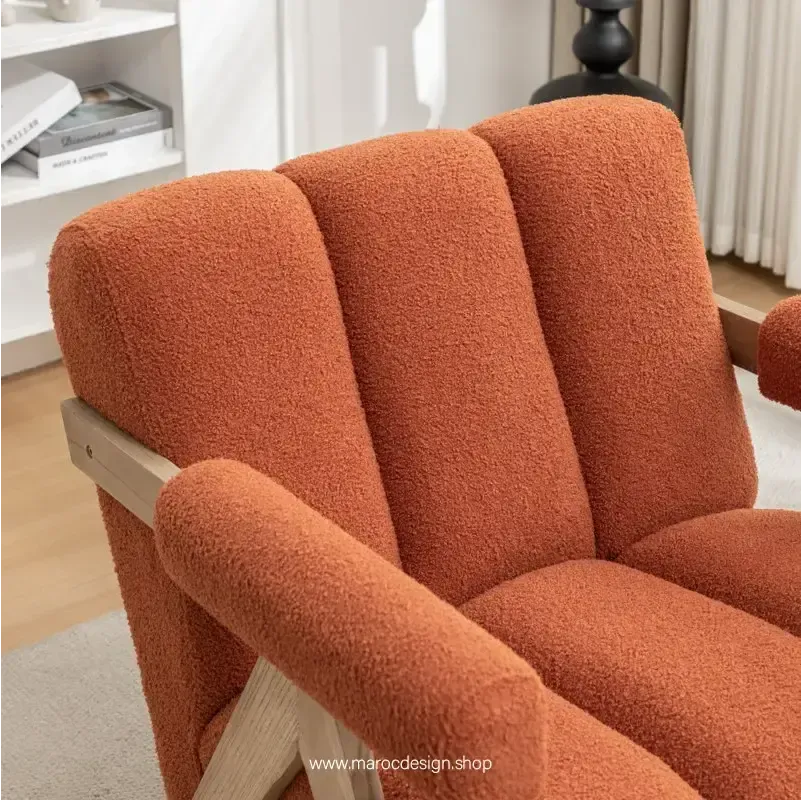 KIEVE, Chaise et Fauteuil Moderne en Orange-Canapé, Fauteil, Chaise, Pouf, Meridienne, Modilable,-Maroc Design-Velours-Maroc Design