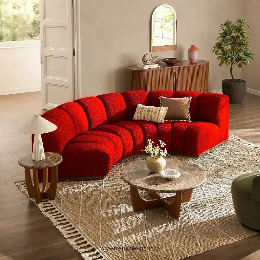 LEONY Un Canapé de 6 Modules qui Transforme votre intérieur By Maroc Design-Canapé, Fauteil, Chaise, Pouf, Meridienne, Modilable,-Maroc Design-Blanc-Velour-Maroc Design