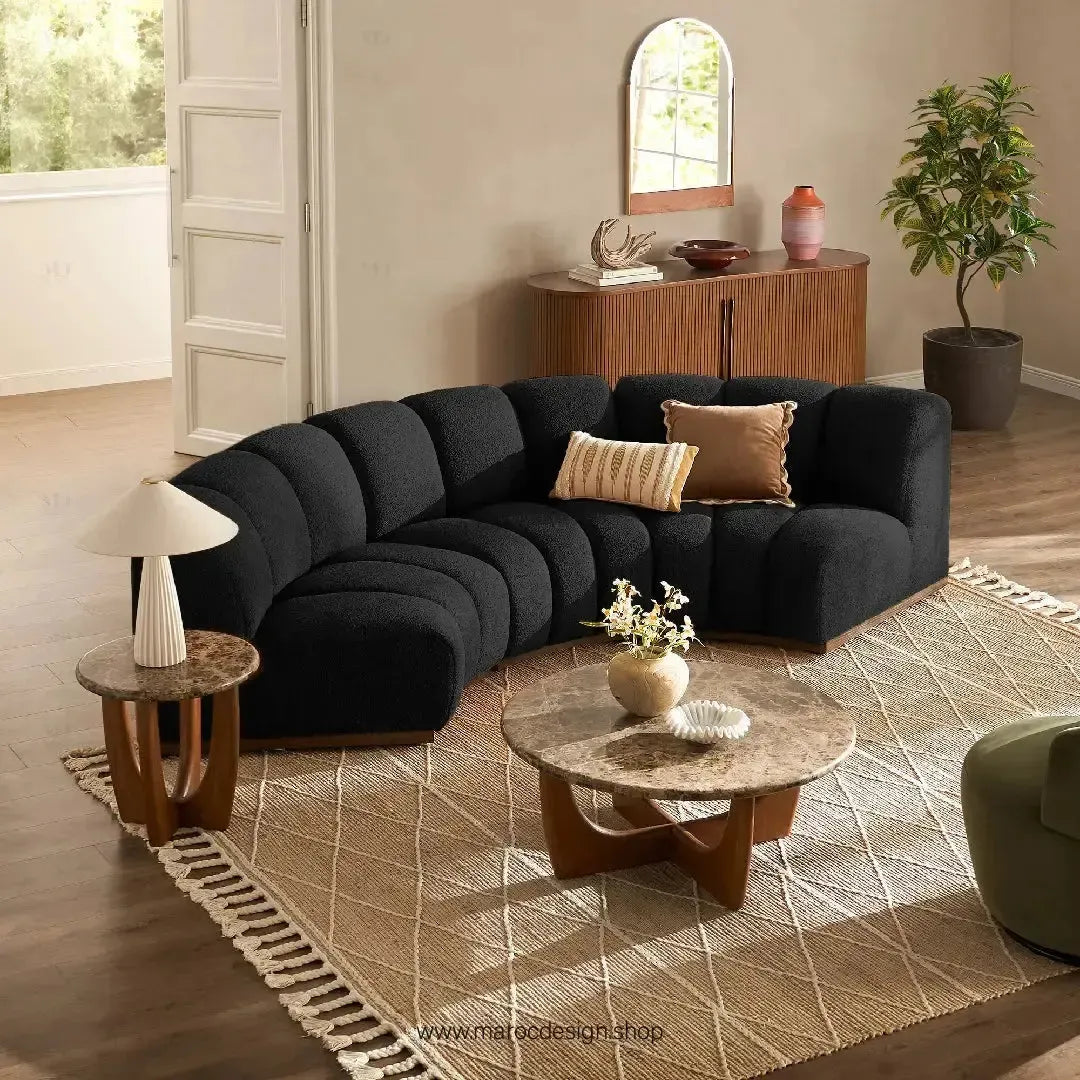 LEONY Un Canapé de 6 Modules qui Transforme votre intérieur By Maroc Design-Canapé, Fauteil, Chaise, Pouf, Meridienne, Modilable,-Maroc Design-Blanc-Velour-Maroc Design