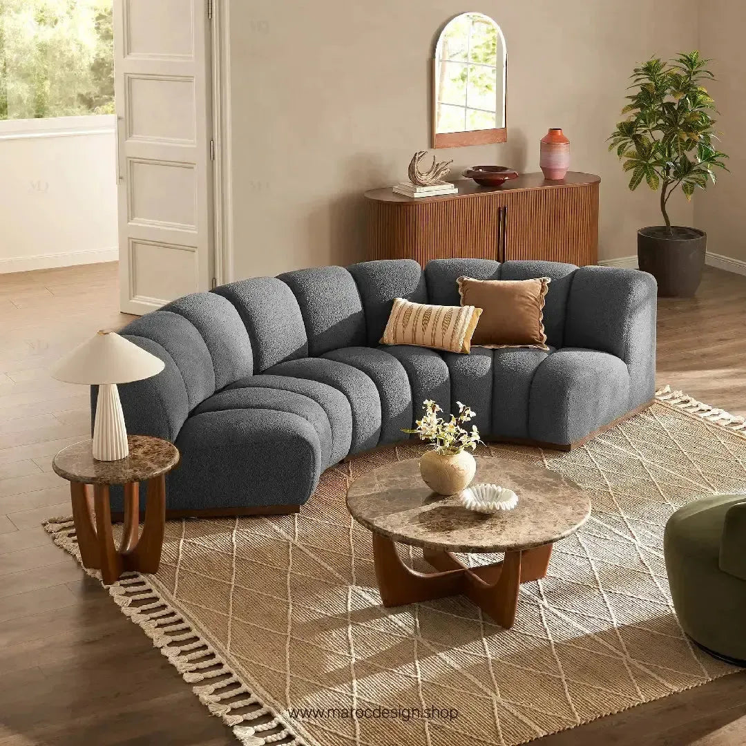 LEONY Un Canapé de 6 Modules qui Transforme votre intérieur By Maroc Design-Canapé, Fauteil, Chaise, Pouf, Meridienne, Modilable,-Maroc Design-Blanc-Velour-Maroc Design