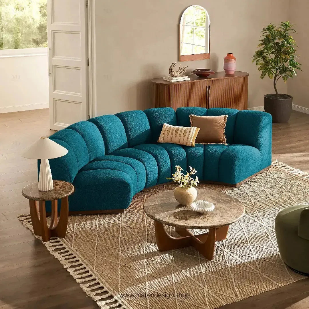 LEONY Un Canapé de 6 Modules qui Transforme votre intérieur By Maroc Design-Canapé, Fauteil, Chaise, Pouf, Meridienne, Modilable,-Maroc Design-Blanc-Velour-Maroc Design