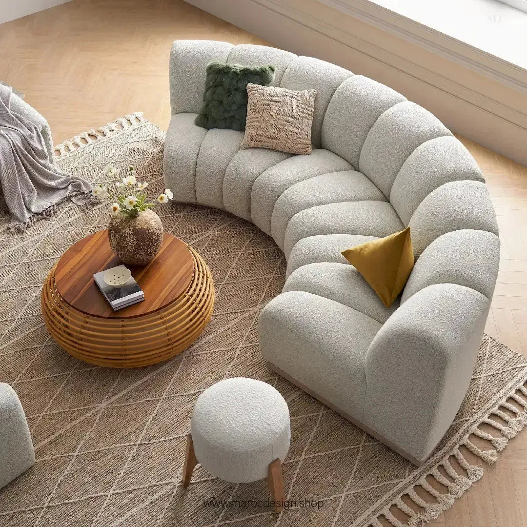 LEONY Un Canapé de 6 Modules qui Transforme votre intérieur By Maroc Design-Canapé, Fauteil, Chaise, Pouf, Meridienne, Modilable,-Maroc Design-Blanc-Velour-Maroc Design