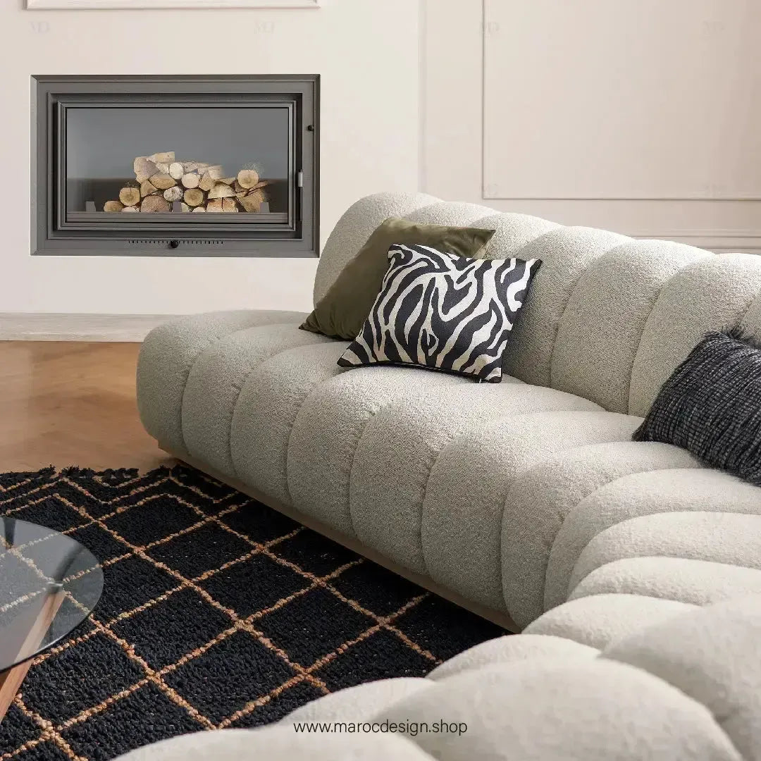 LEONY Un Canapé de 6 Modules qui Transforme votre intérieur By Maroc Design-Canapé, Fauteil, Chaise, Pouf, Meridienne, Modilable,-Maroc Design-Blanc-Velour-Maroc Design