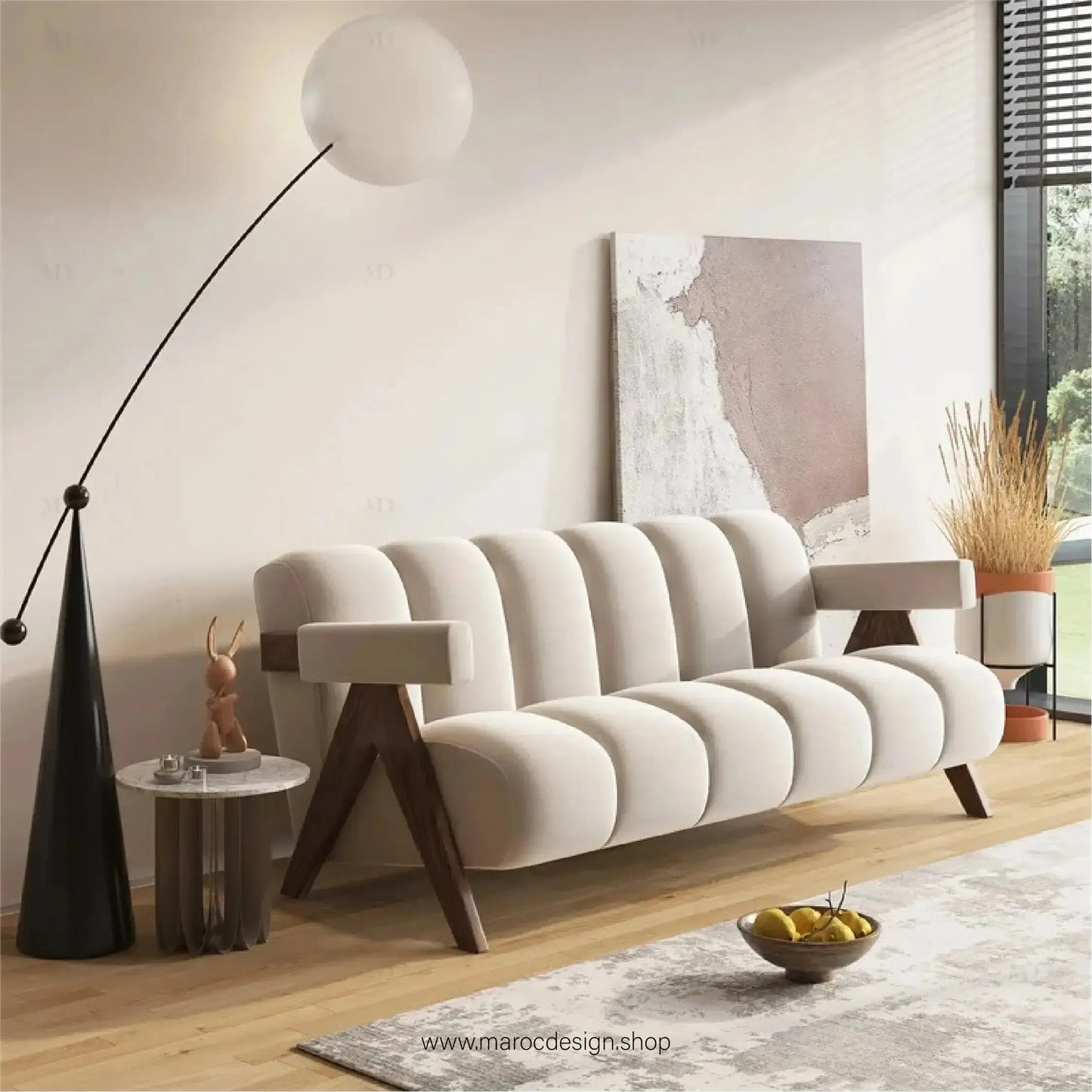MAGISTIC - Fauteuil relaxant / Élégance et Détente par Maroc Design-canapé, fauteil, cahise-Maroc Design-Biege-Velour-1 Place-Maroc Design