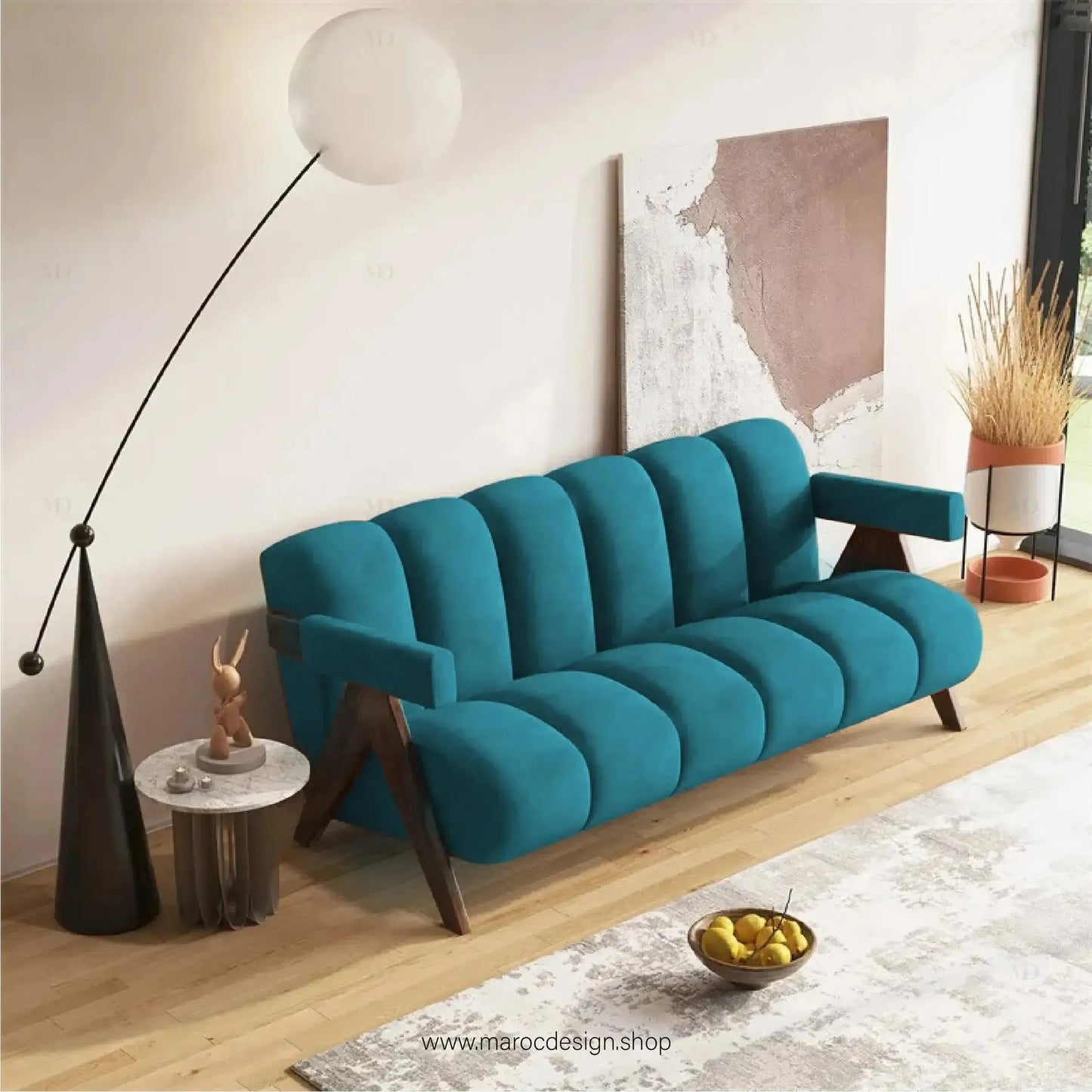 MAGISTIC - Fauteuil relaxant / Élégance et Détente par Maroc Design-canapé, fauteil, cahise-Maroc Design-Biege-Velour-1 Place-Maroc Design