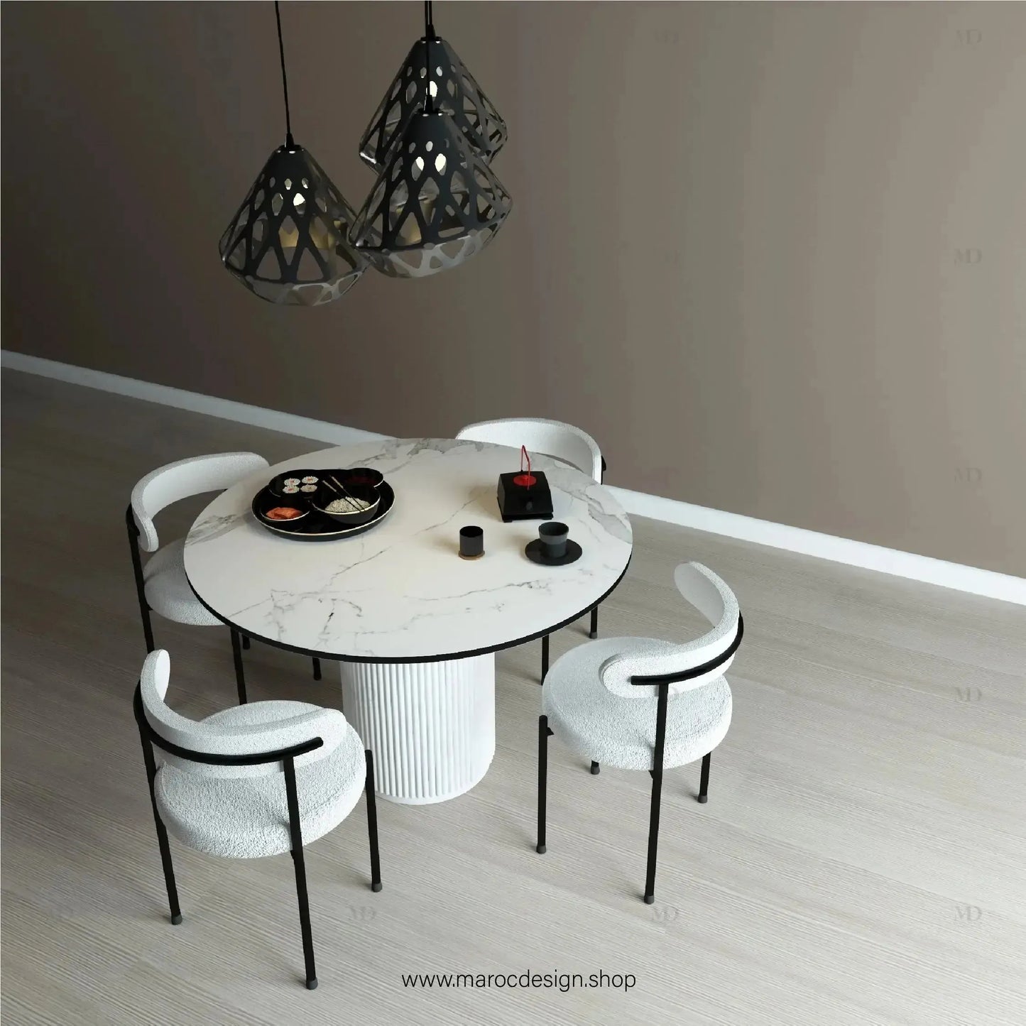 MARBELLA / Table à Manger / Élégance Intemporelle / Collection Pilar-Table à Manger-Maroc Design-80cm-Maroc Design