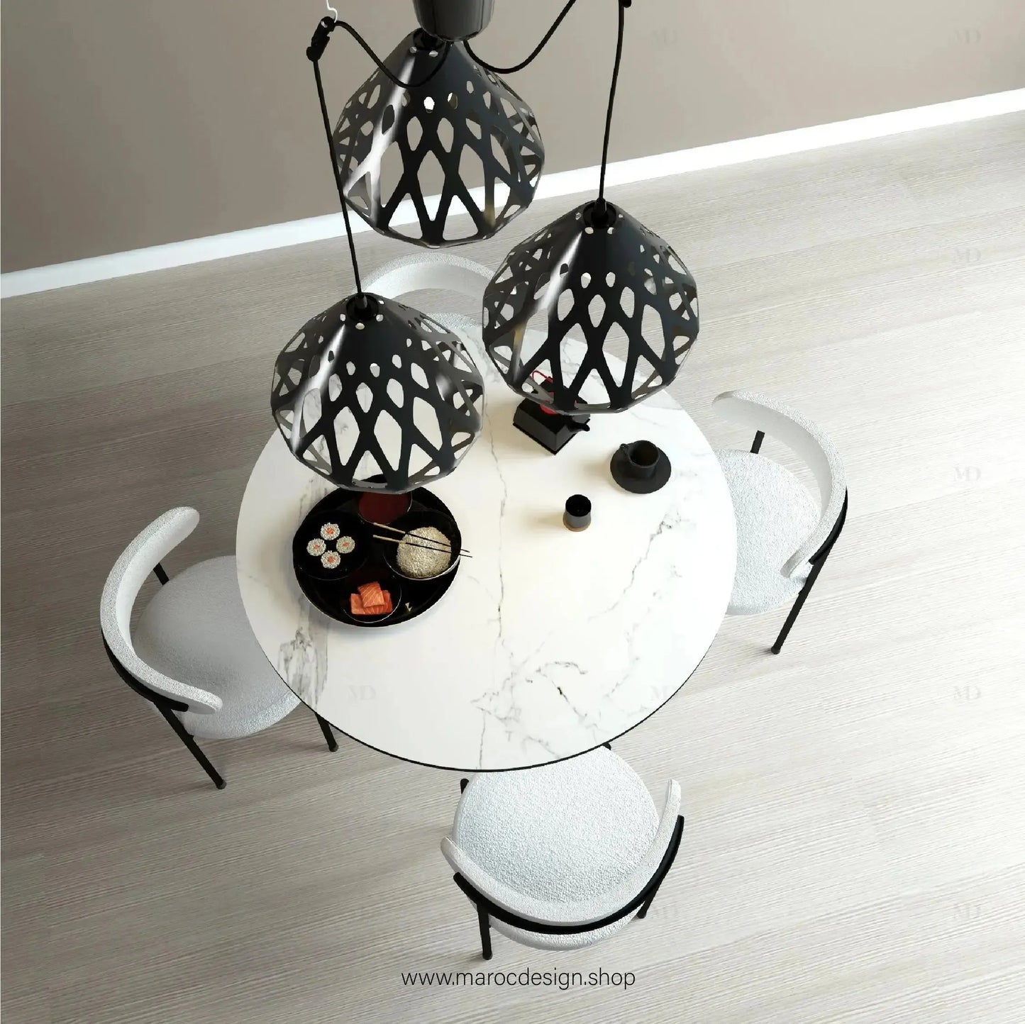 MARBELLA / Table à Manger / Élégance Intemporelle / Collection Pilar-Table à Manger-Maroc Design-80cm-Maroc Design