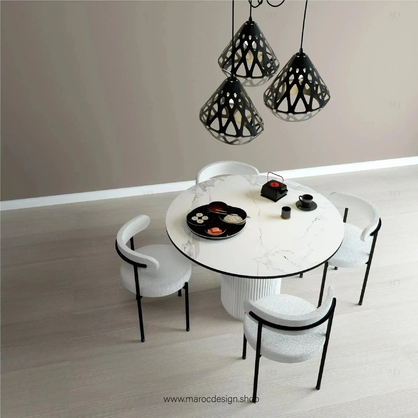 MARBELLA / Table à Manger / Élégance Intemporelle / Collection Pilar-Table à Manger-Maroc Design-80cm-Maroc Design
